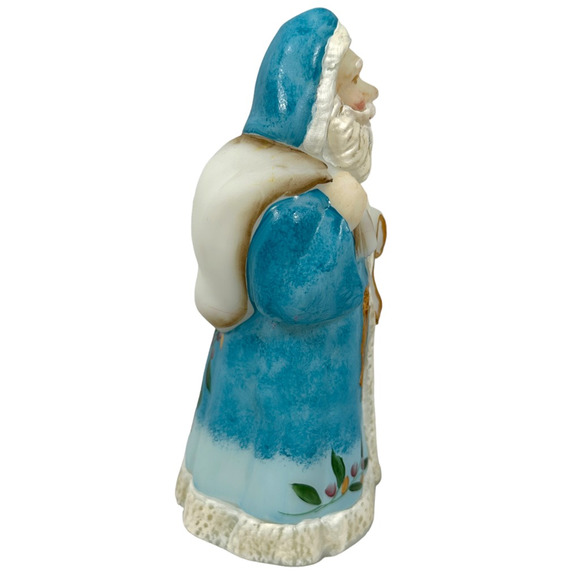 Vintage Fenton Santa Figurine Glass  Signed Amy Slack Limited 1000 Blue Rare - Picture 2 of 9